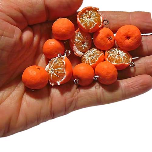 Citrus Cheer: Mandarin Beads Polymer Clay.