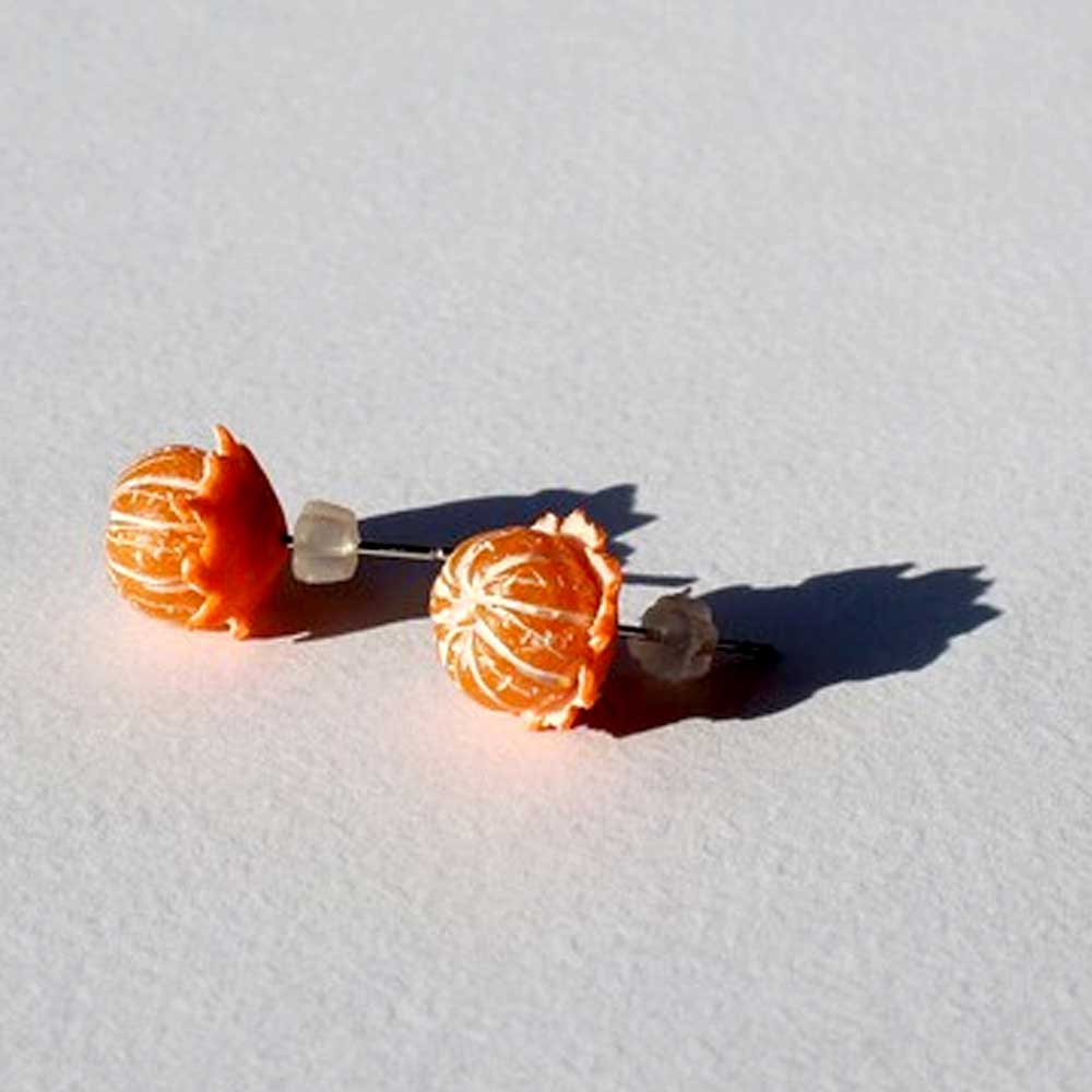 Little Suns: Mandarin Earrings Polymer Clay.