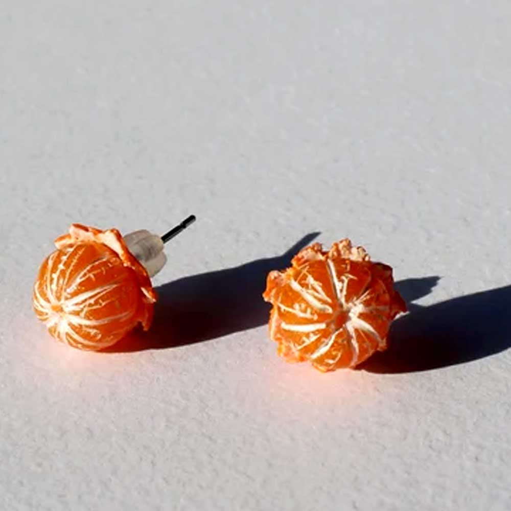 Little Suns: Mandarin Earrings Polymer Clay.