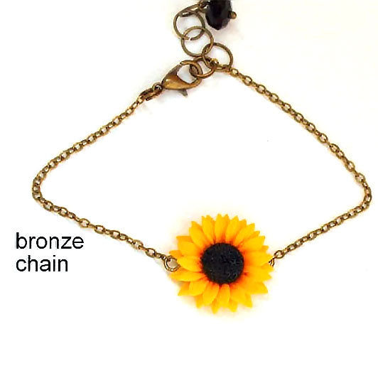 Happiness in every petal: Sunflower Bracelet Polymer Clay.