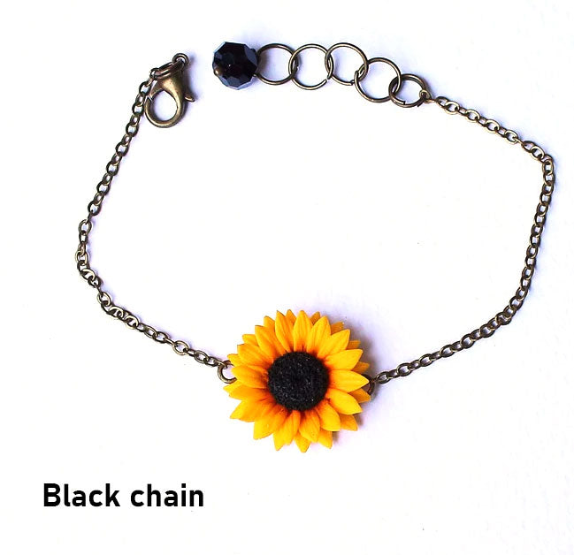 Happiness in every petal: Sunflower Bracelet Polymer Clay.