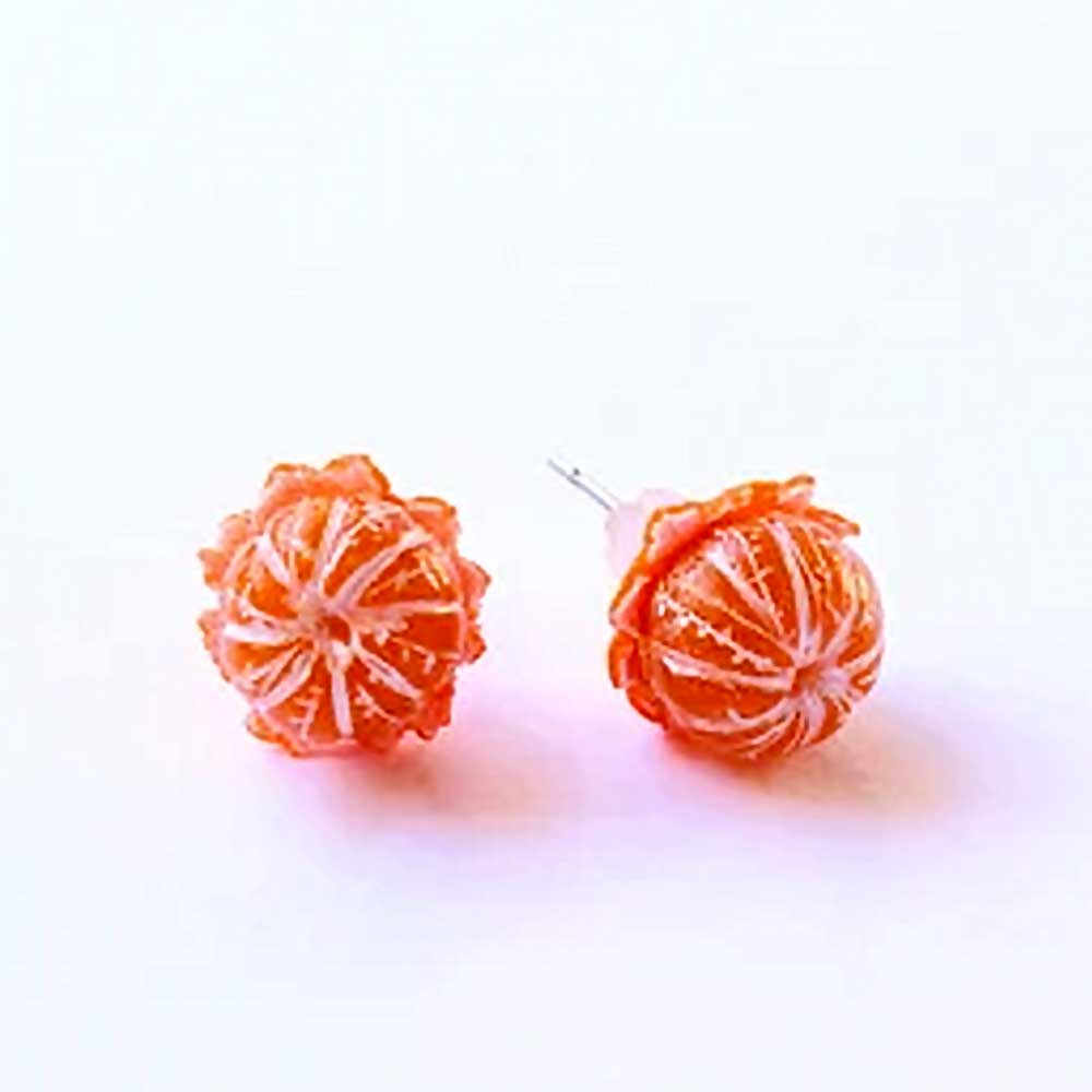 Little Suns: Mandarin Earrings Polymer Clay.