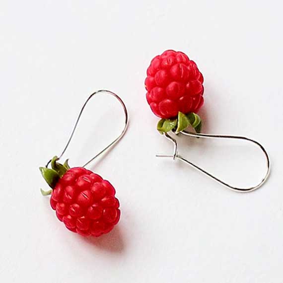 Berry Seduction: Raspberry Earrings Polymer Clay.