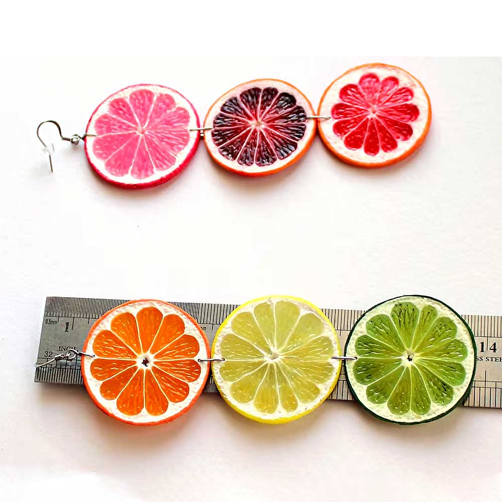 Fruit Blast: Citrus Slice Earrings Polymer Clay.