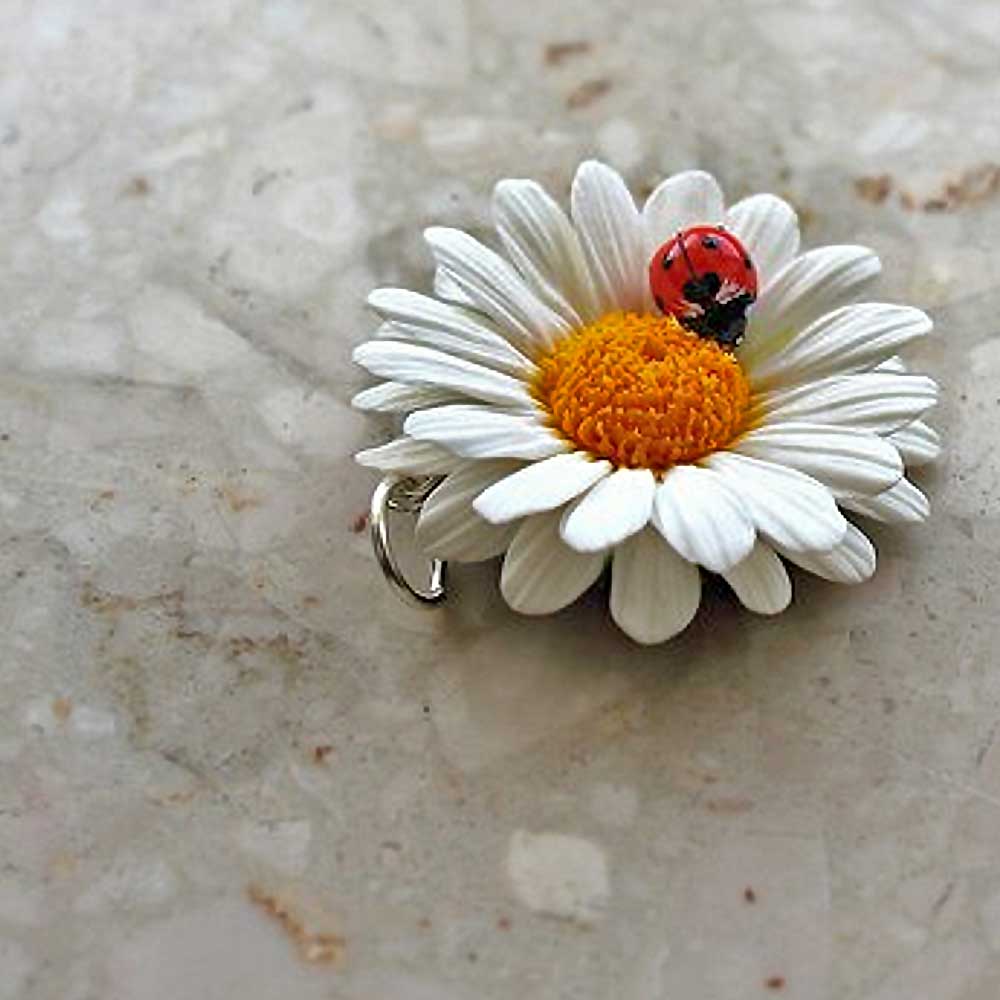 Tenderness and Love: Daisy & Ladybug Beads Polymer Clay.