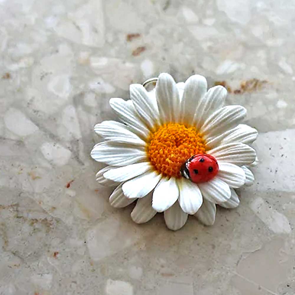 Tenderness and Love: Daisy & Ladybug Beads Polymer Clay.