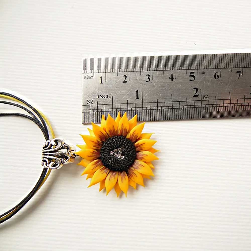 Your Symbol: Initial Sunflower Necklace Polymer Clay.