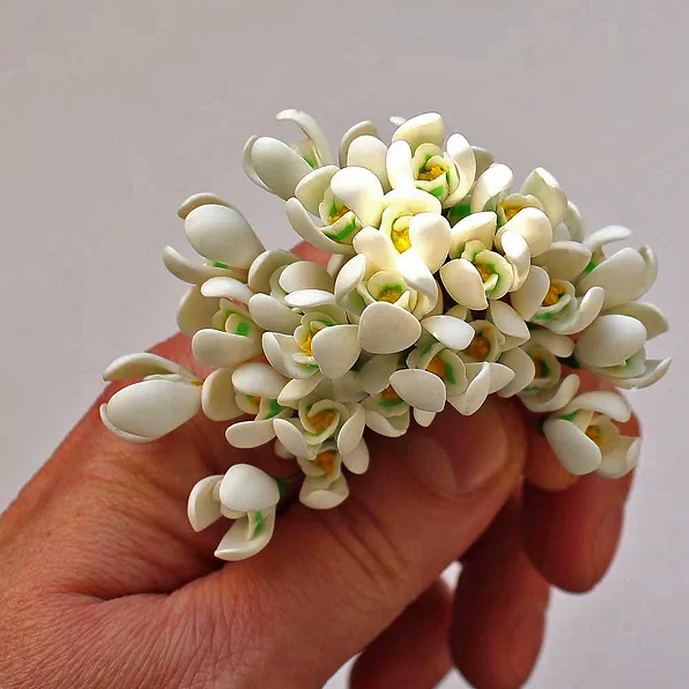 Spring Miracle: Snowdrops Beads Polymer Clay.