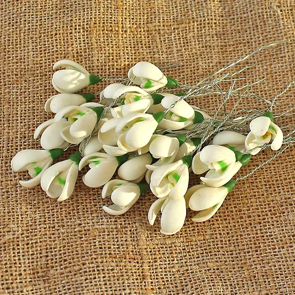 Spring Miracle: Snowdrops Beads Polymer Clay.