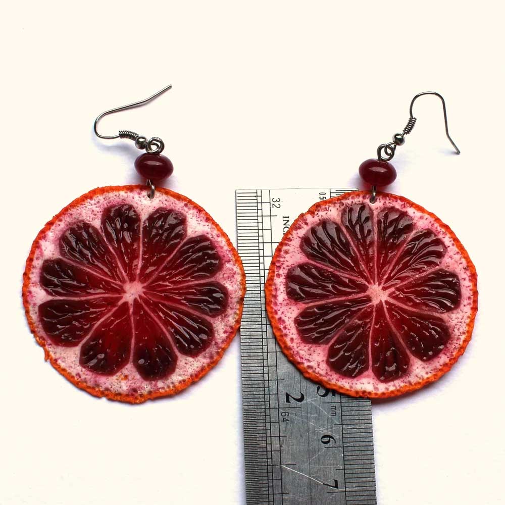 Sicilian Secret: Blood Orange Earrings Polymer Clay.