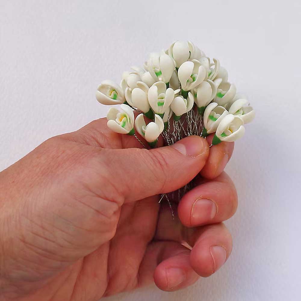 Spring Miracle: Snowdrops Beads Polymer Clay.