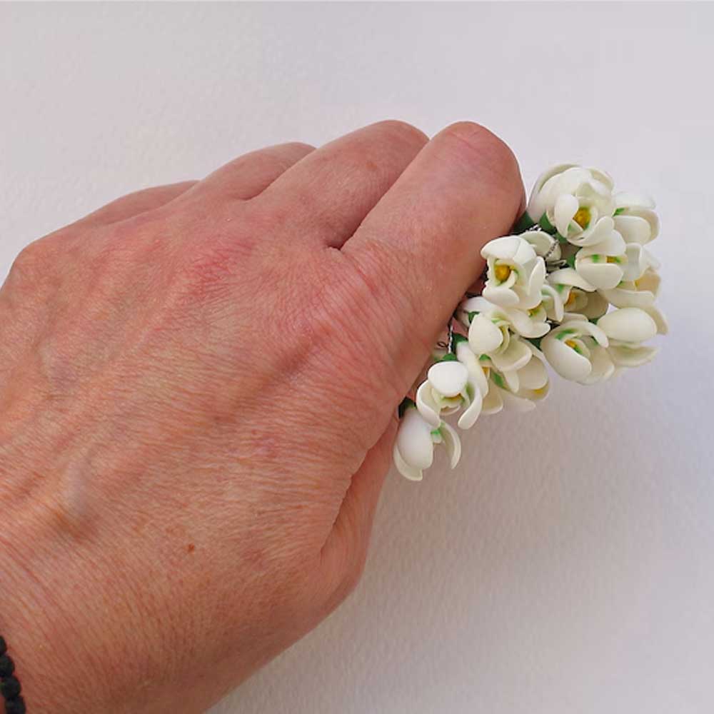 Spring Miracle: Snowdrops Beads Polymer Clay.