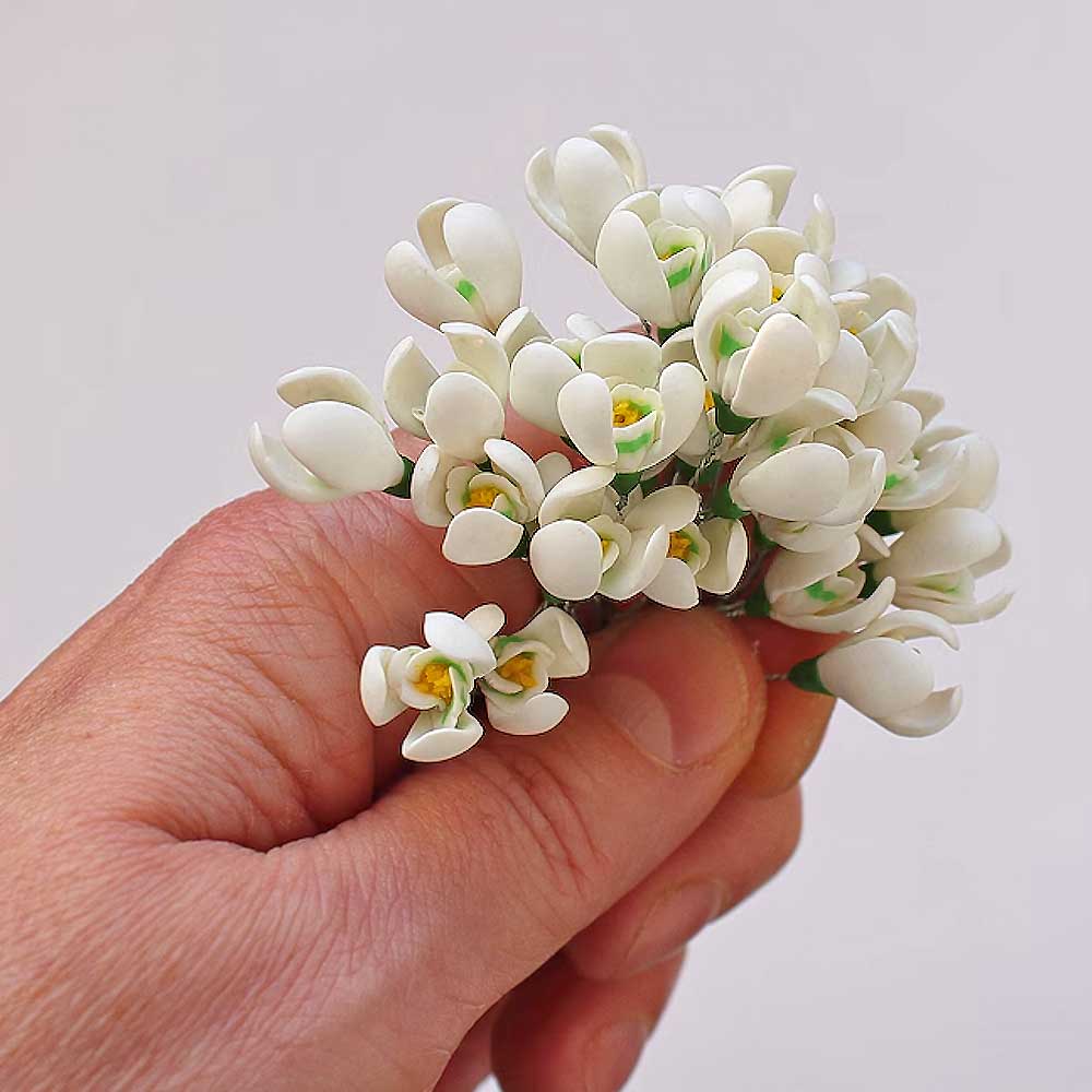 Spring Miracle: Snowdrops Beads Polymer Clay.