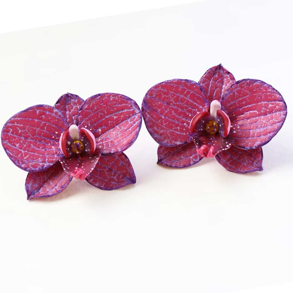 Floral Fantasy: Orchid Earrings Polymer Clay.