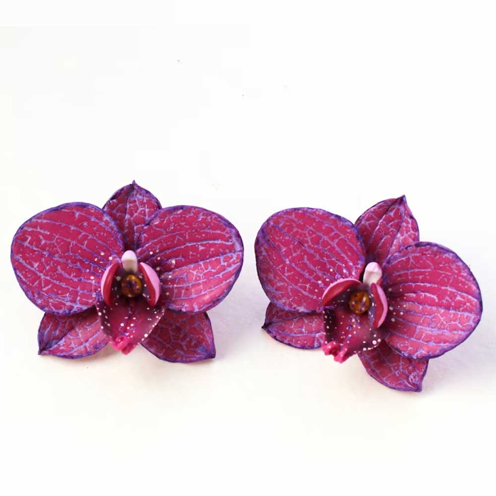 Floral Fantasy: Orchid Earrings Polymer Clay.