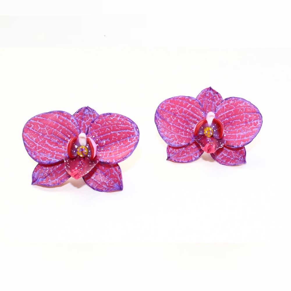 Floral Fantasy: Orchid Earrings Polymer Clay.