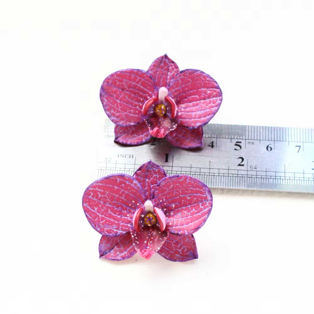 Floral Fantasy: Orchid Earrings Polymer Clay.