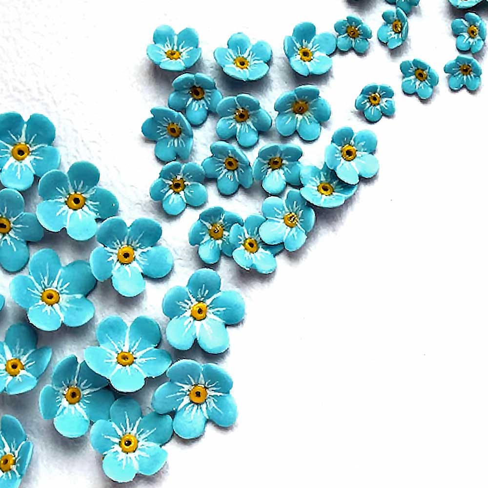 Fond Memories: Forget Me Not Beads Polymer Clay.