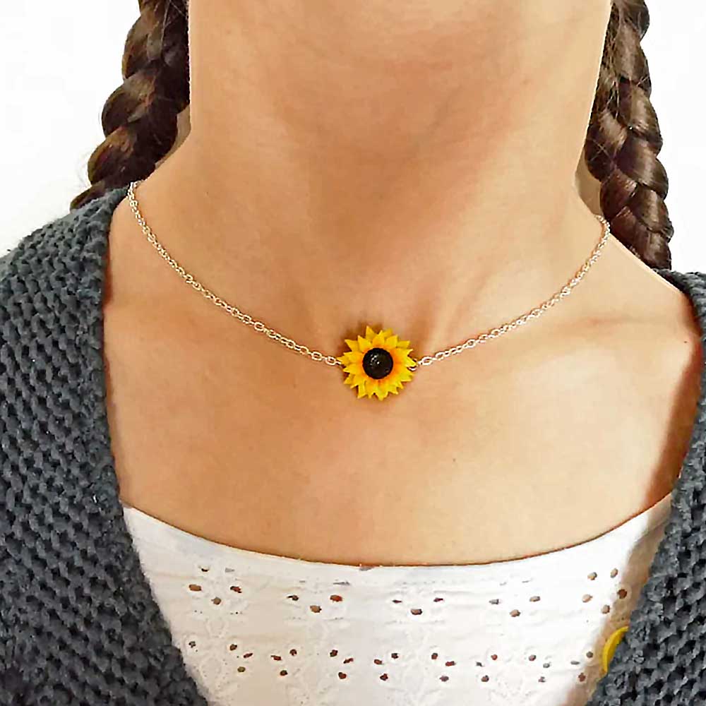 Lucky Rays: Sunflower Choker Polymer Clay.