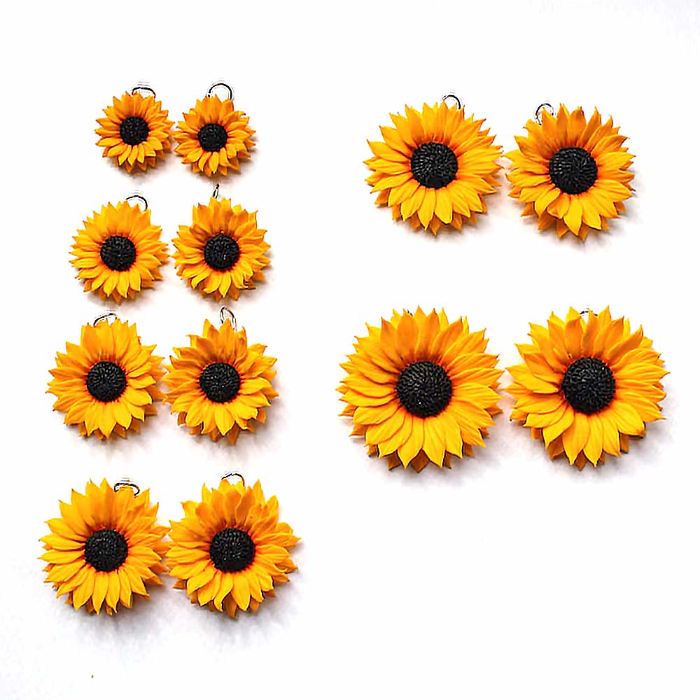 Golden Dream: Sunflower Beads Polymer Clay.