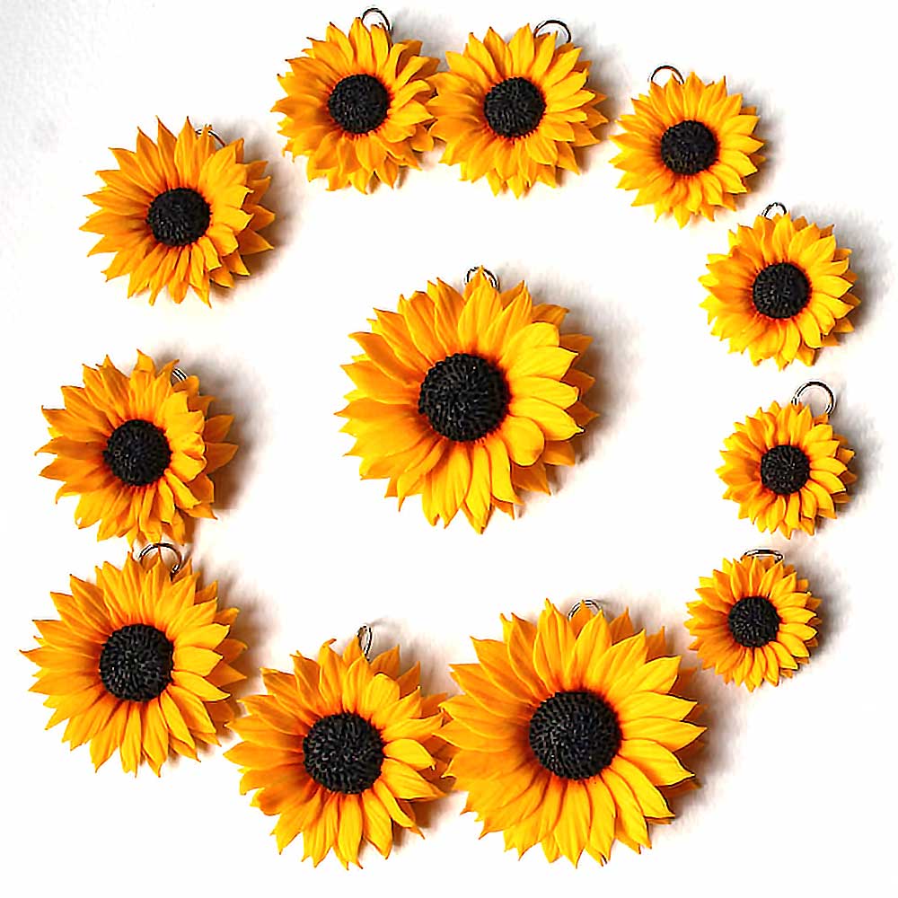 Golden Dream: Sunflower Beads Polymer Clay.