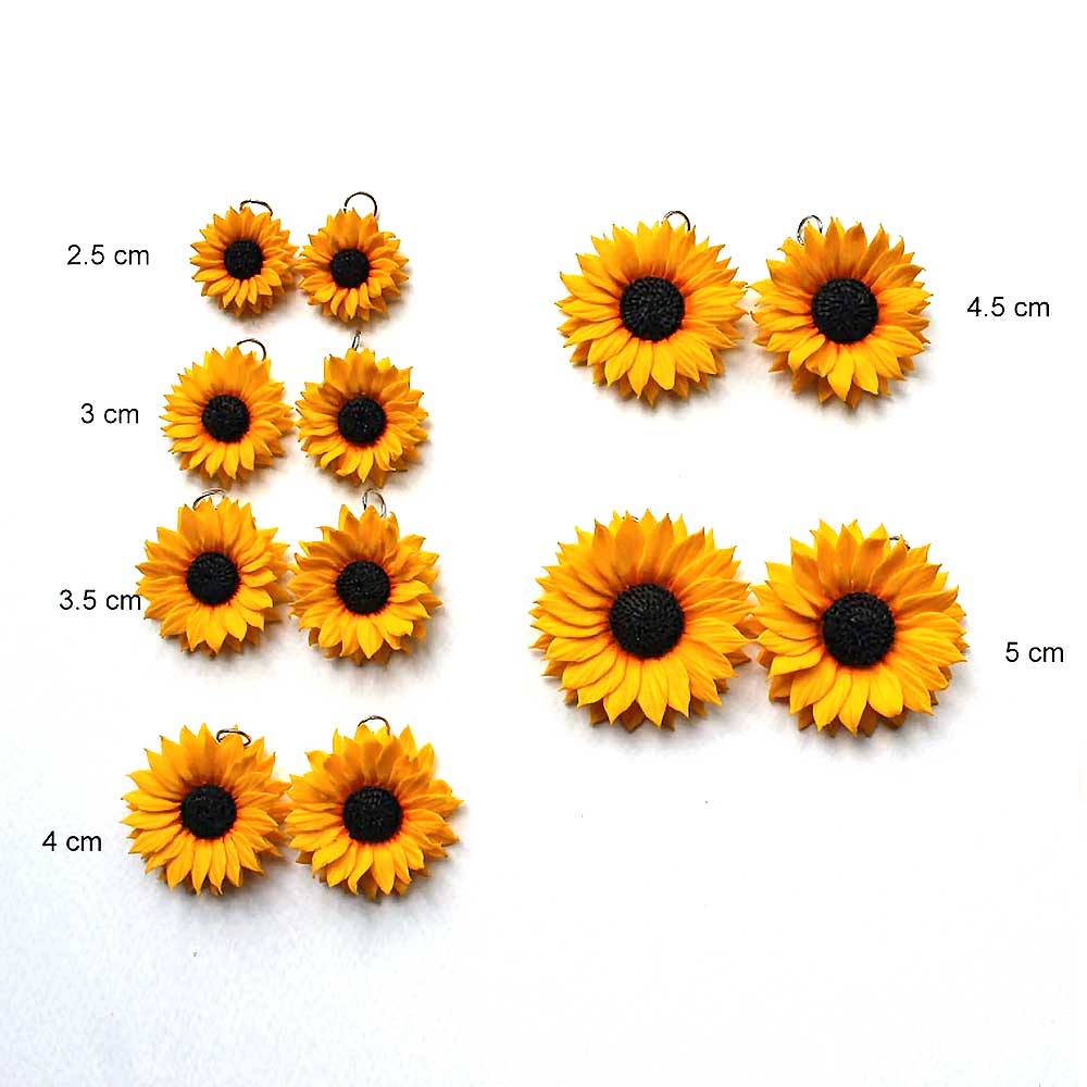 Golden Dream: Sunflower Beads Polymer Clay.