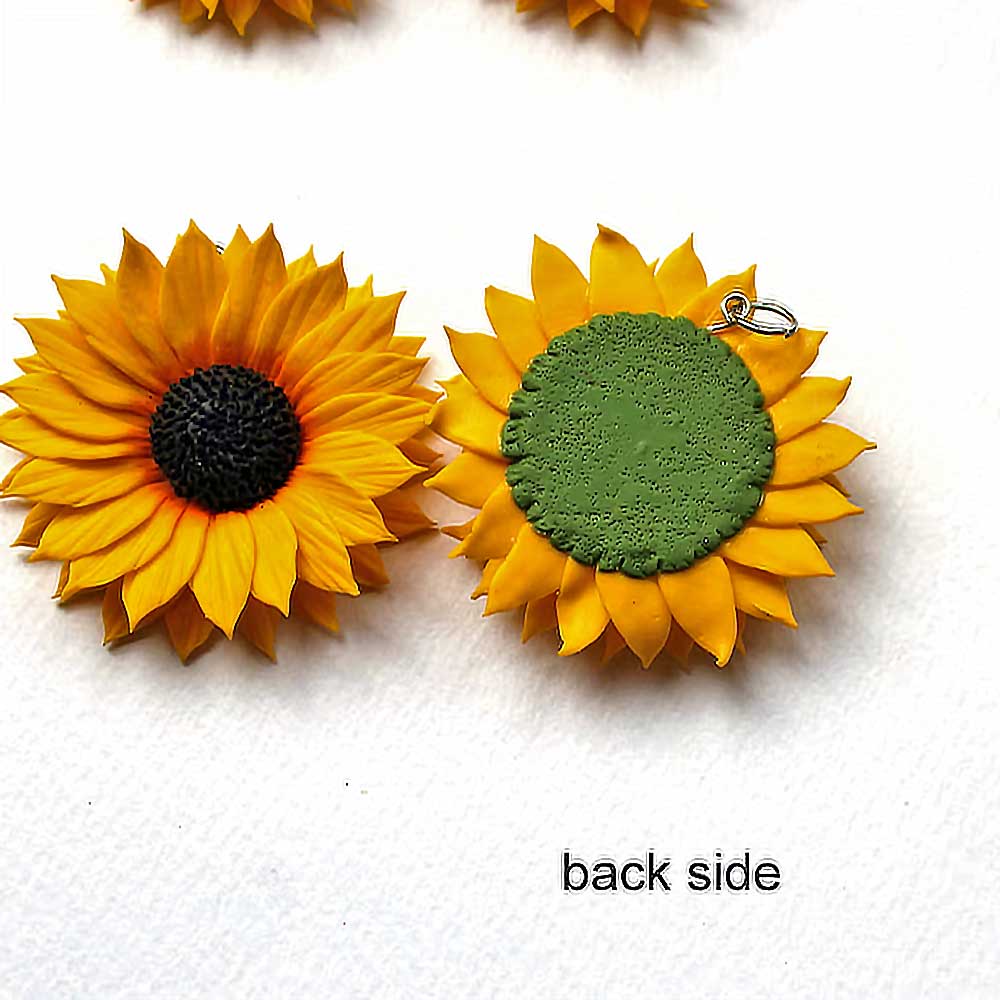 Golden Dream: Sunflower Beads Polymer Clay.