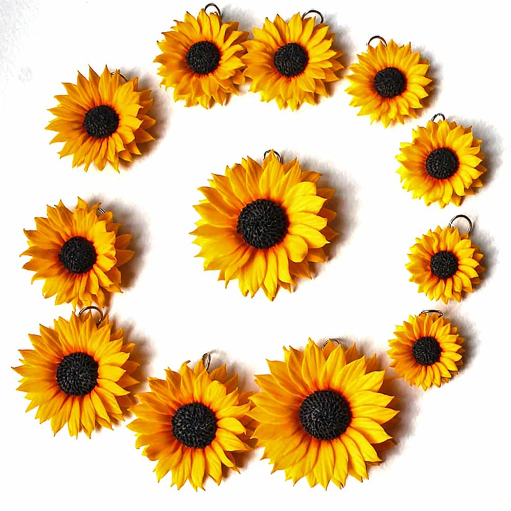 Golden Dream: Sunflower Beads Polymer Clay.