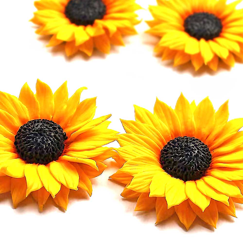 Golden Dream: Sunflower Beads Polymer Clay.