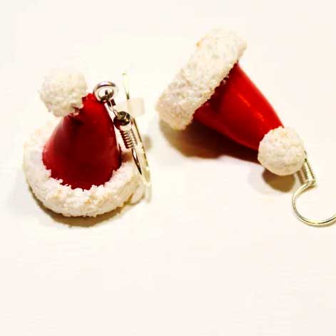 Christmas Magic: Santa Claus Hat Earrings Polymer Clay.