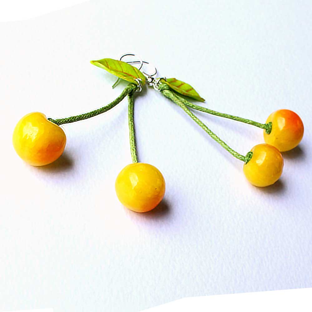 Sunshine spark: Sweet Cherry Earrings Polymer Clay.