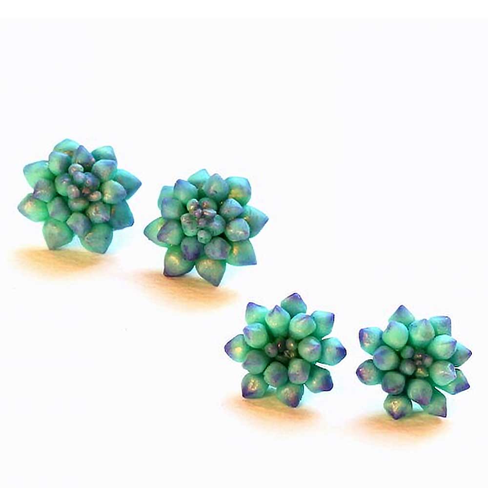 Tiny Treasures:: Succulent Earrings Polymer Clay.