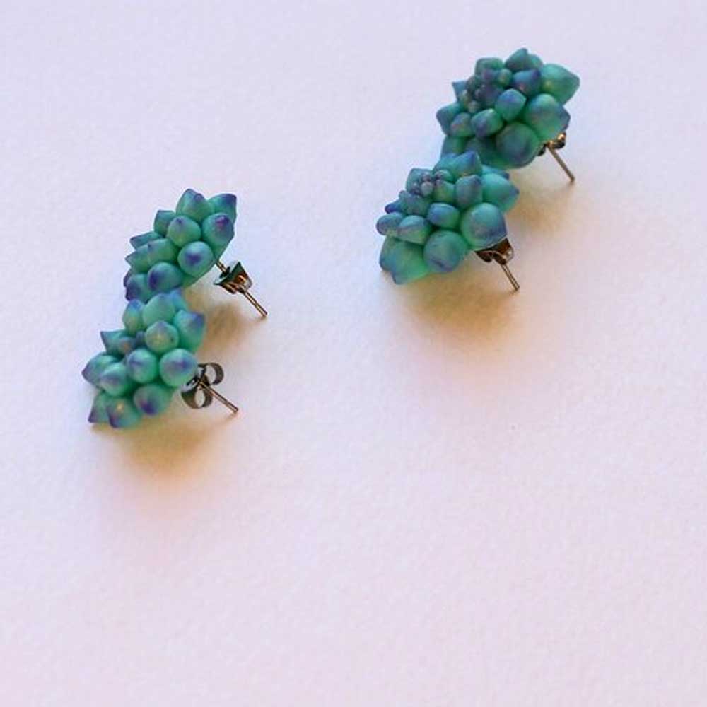 Tiny Treasures:: Succulent Earrings Polymer Clay.