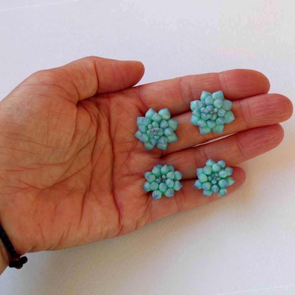 Tiny Treasures:: Succulent Earrings Polymer Clay.