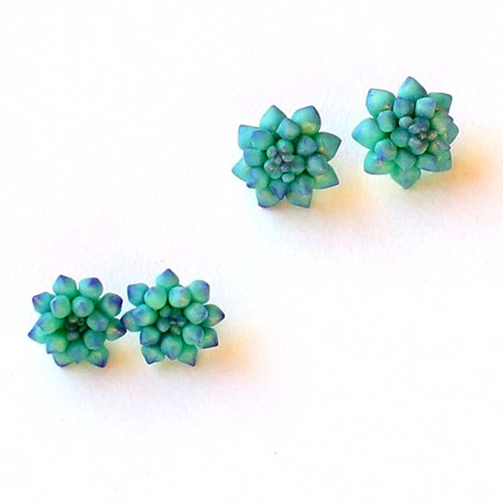 Tiny Treasures:: Succulent Earrings Polymer Clay.