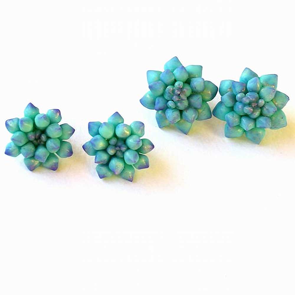 Tiny Treasures:: Succulent Earrings Polymer Clay.