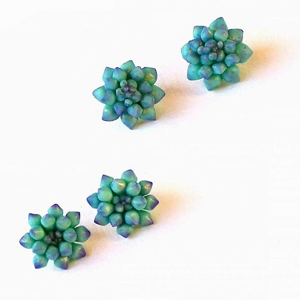 Tiny Treasures:: Succulent Earrings Polymer Clay.