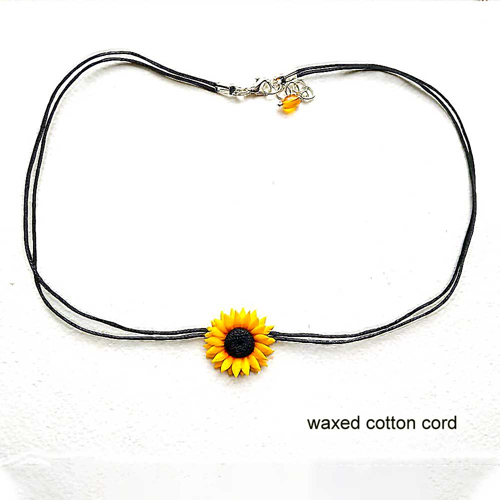 Lucky Rays: Sunflower Choker Polymer Clay.