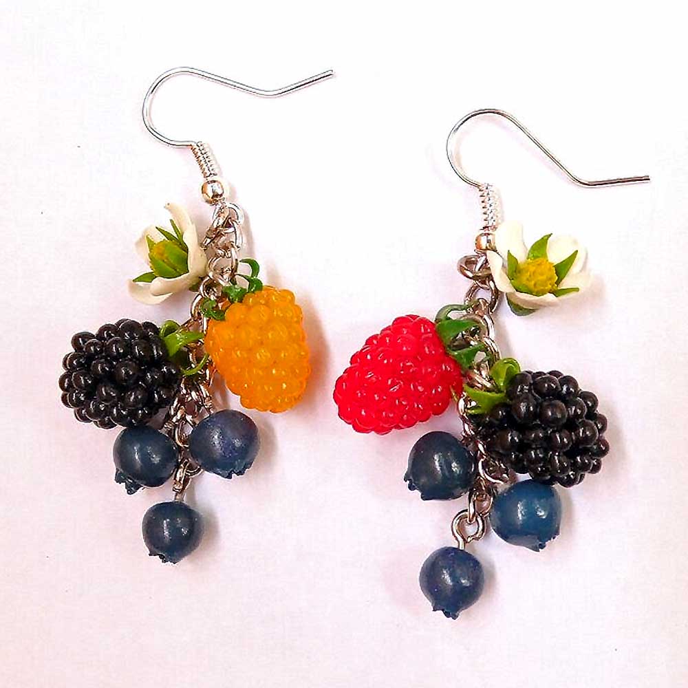 Berry Shake: Bracelet & Earrings Polymer Clay.