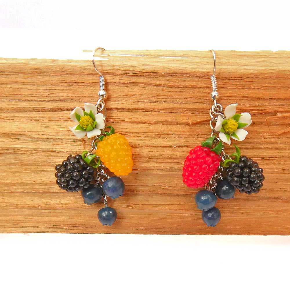 Berry Shake: Bracelet & Earrings Polymer Clay.