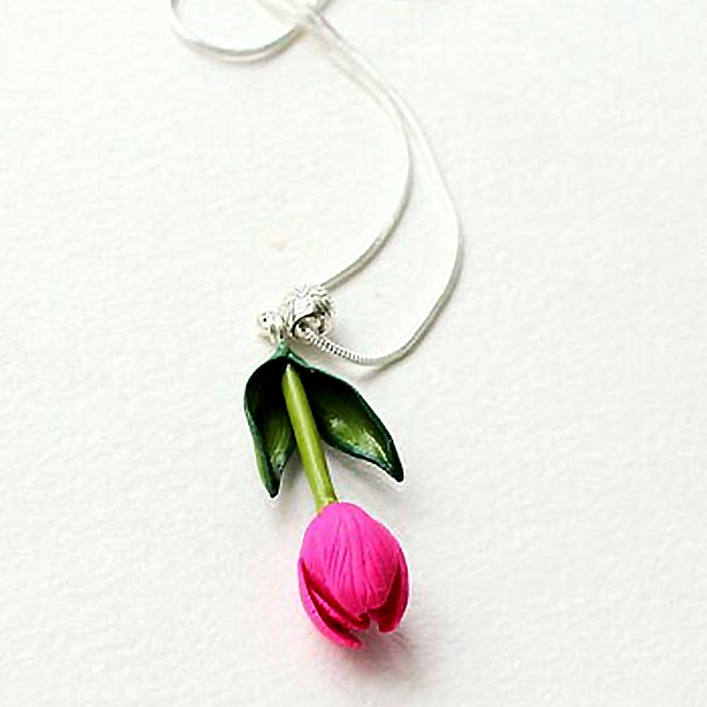 Velvet Touch: Pendant Tulip  Polymer Clay.