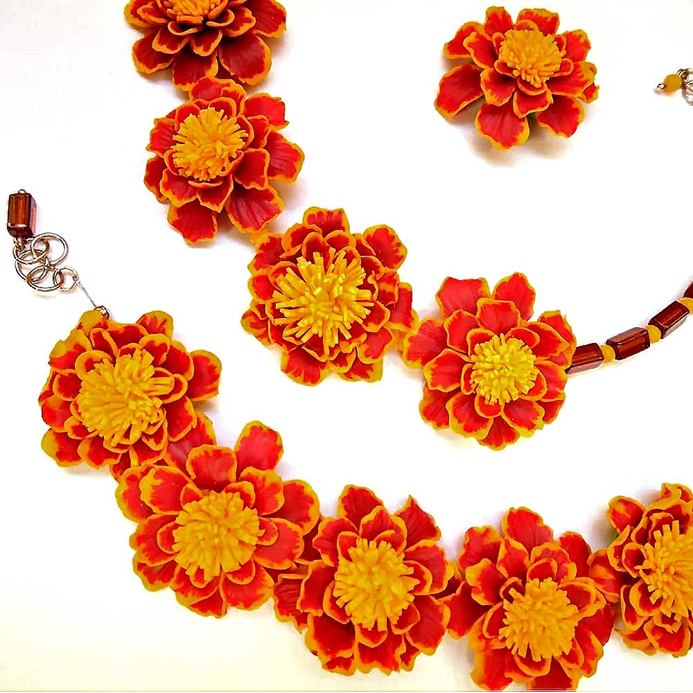 Flower Quartet: Marigold Set Polymer Clay.