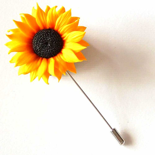 Golden Ray: Sunflower Pin Polymer Clay.