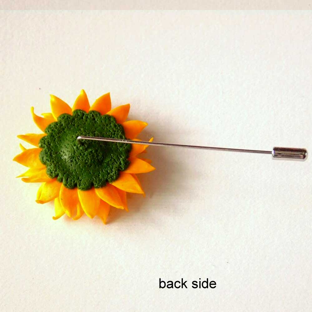 Golden Ray: Sunflower Pin Polymer Clay.