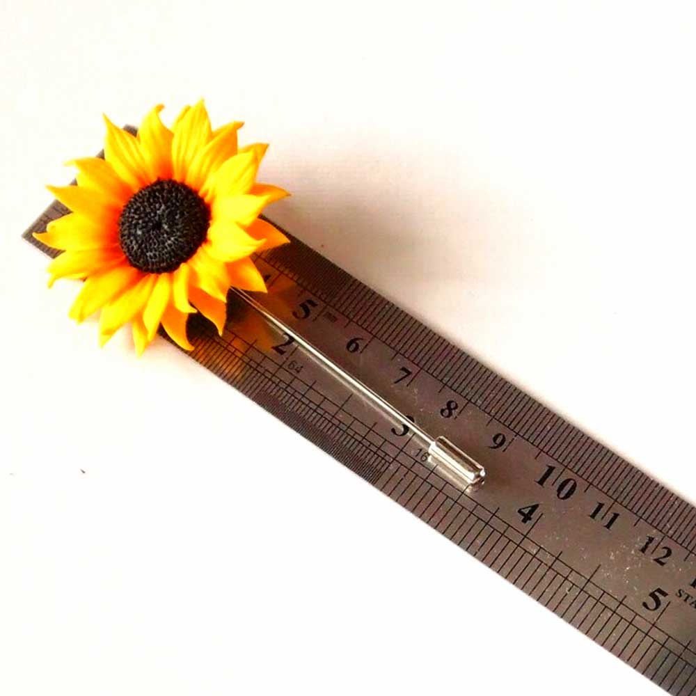 Golden Ray: Sunflower Pin Polymer Clay.