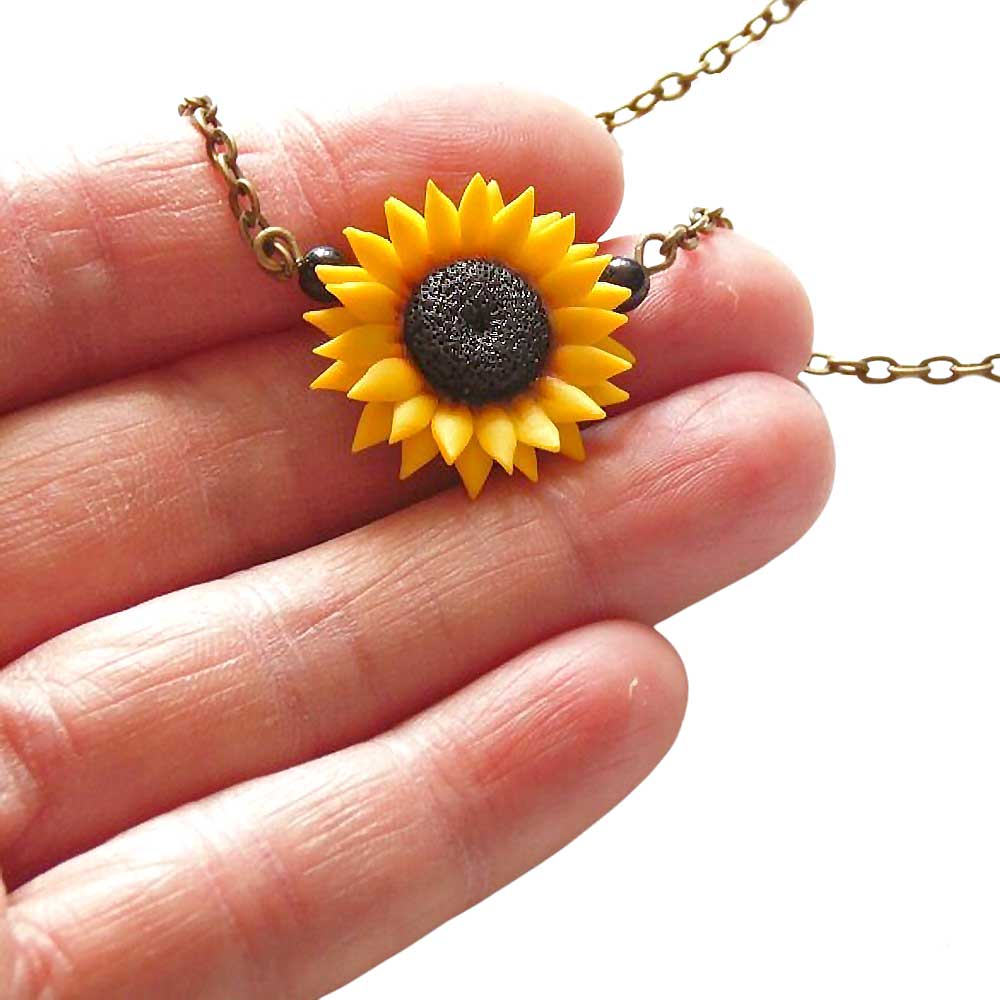 Ray of Light: Sunflower Necklace Polymer Clay.