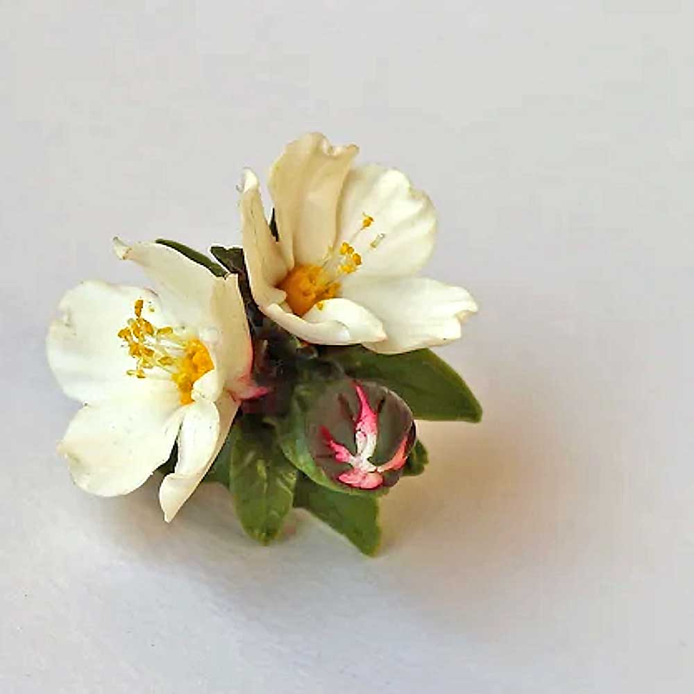 Tender Dreams: Blossom Almond Pin Polymer Clay.