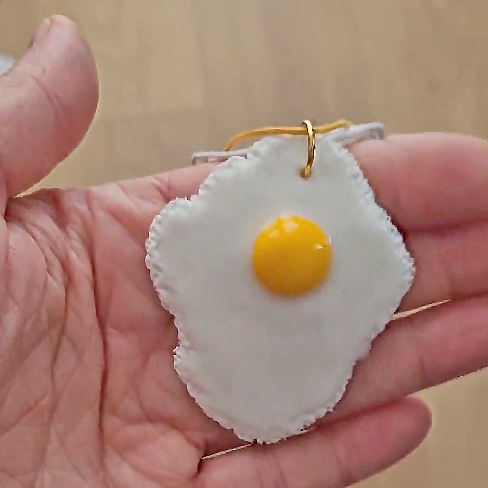 Culinary Miniature: Fried Eggs Earrings & Pendant Polymer Clay.