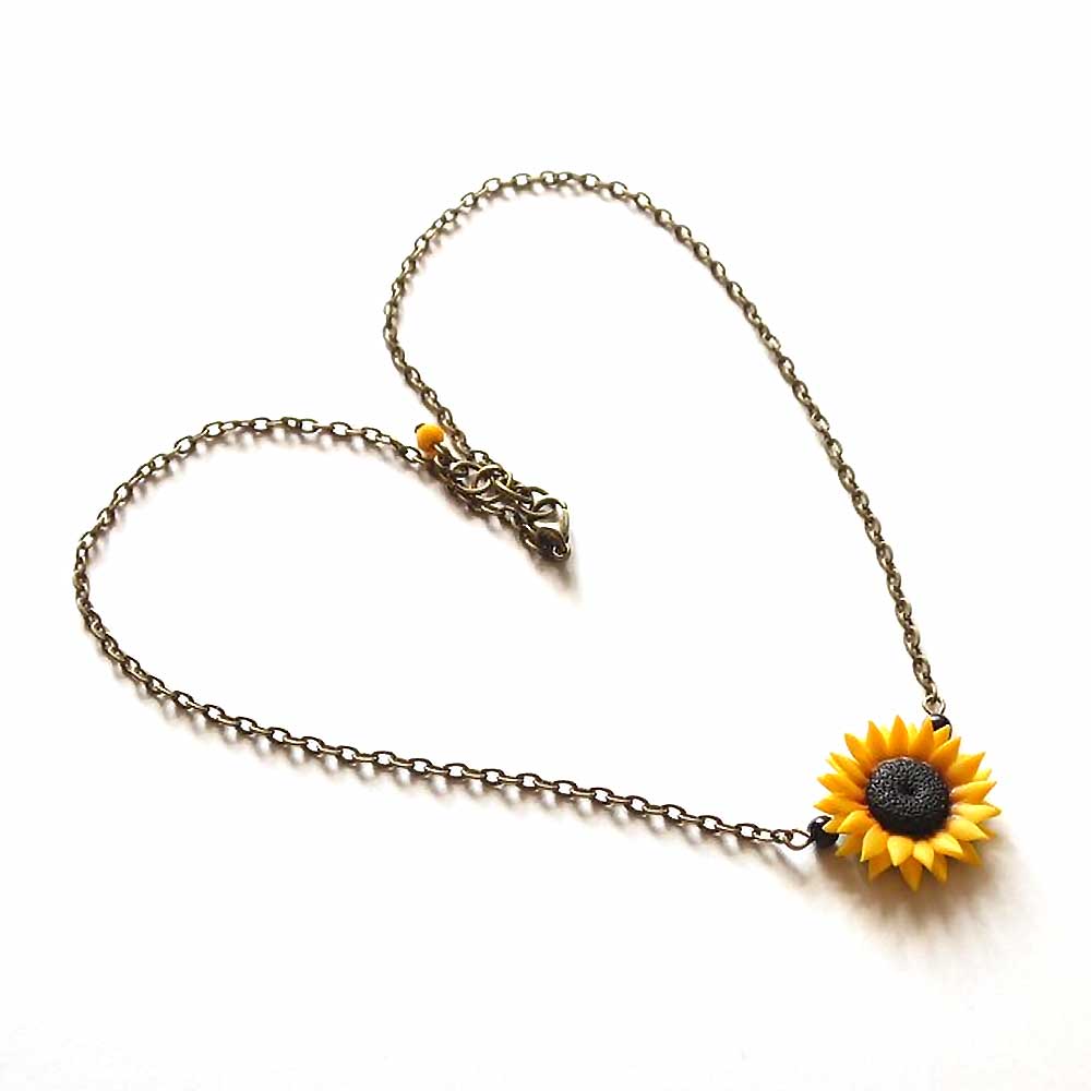 Ray of Light: Sunflower Necklace Polymer Clay.