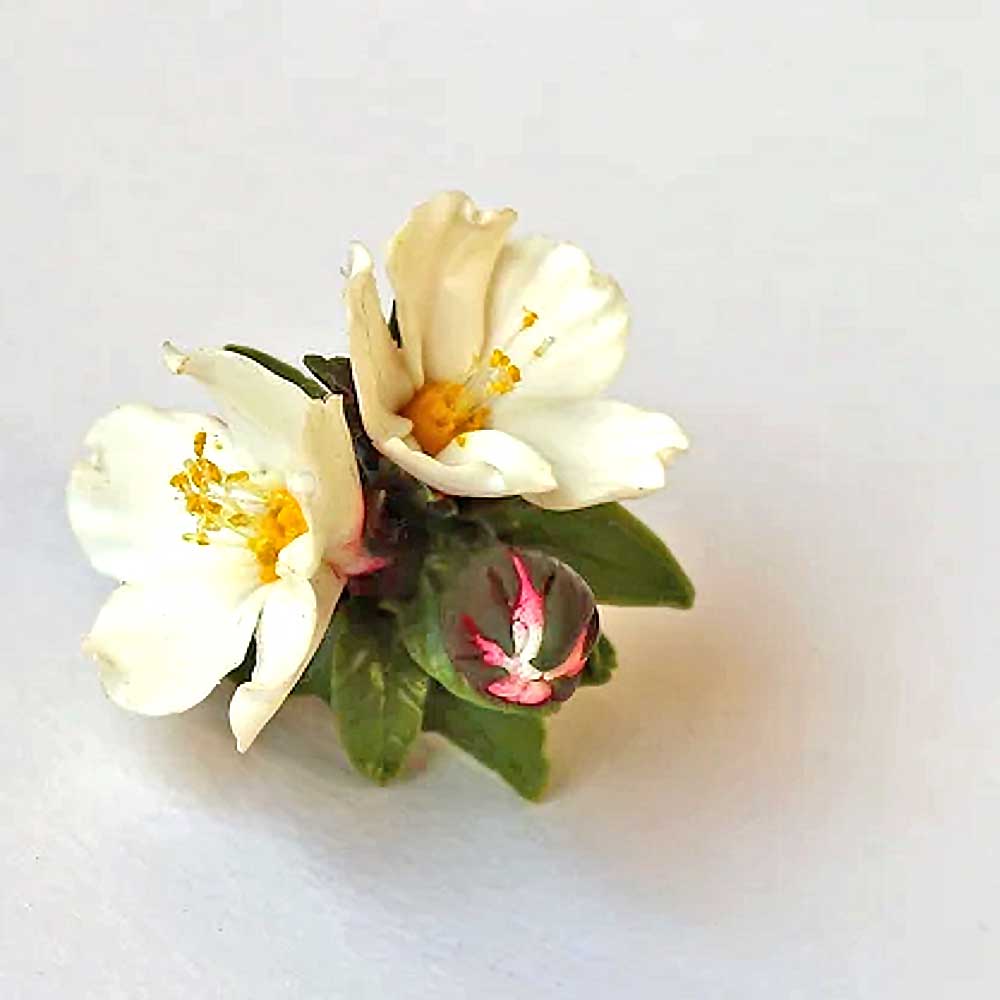 Tender Dreams: Blossom Almond Pin Polymer Clay.